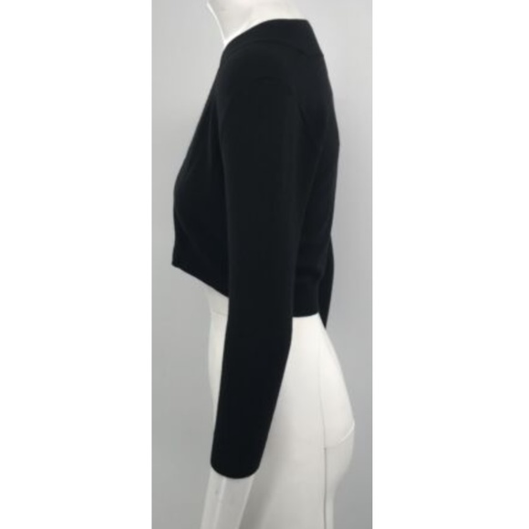 Narciso Rodriguez Black 3/4 Sleeve Wool Blend Cropped Cardigan Shrug sz 40 - Picture 2 of 6